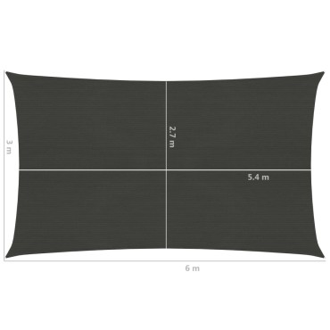 vidaXL Πανί Σκίασης Ανθρακί 3 x 6 μ. από HDPE 160 γρ./μ²
