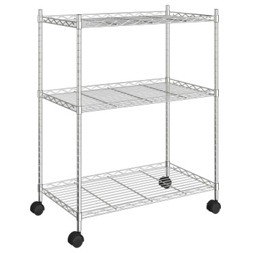 vidaXL Ραφιέρα 3 Επιπέδων με Τροχούς Χρωμέ 60x35x81 εκ. 150 κ.