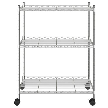 vidaXL Ραφιέρα 3 Επιπέδων με Τροχούς Χρωμέ 60x35x81 εκ. 150 κ.