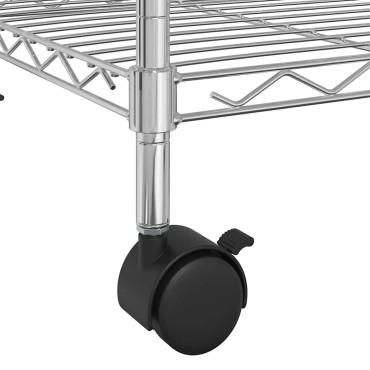vidaXL Ραφιέρα 3 Επιπέδων με Τροχούς Χρωμέ 60x35x81 εκ. 150 κ.