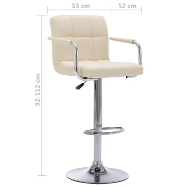 vidaXL Καρέκλες Μπαρ 2 τεμ. Κρεμ Υφασμάτινες 53x52x(92-112)cm