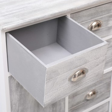 vidaXL Ντουλάπι με 10 Συρτάρια Γκρι 113x30x79cm από Ξύλο 1 τεμ.
