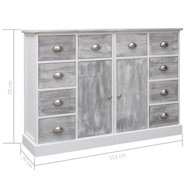 vidaXL Ντουλάπι με 10 Συρτάρια Γκρι 113x30x79cm από Ξύλο 1 τεμ.