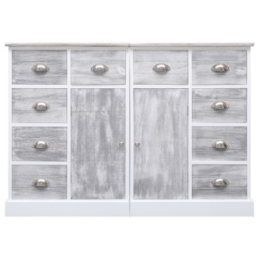 vidaXL Ντουλάπι με 10 Συρτάρια Γκρι 113x30x79cm από Ξύλο 1 τεμ.