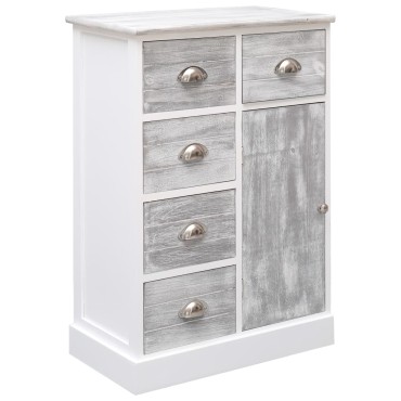 vidaXL Ντουλάπι με 10 Συρτάρια Γκρι 113x30x79cm από Ξύλο 1 τεμ.