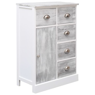 vidaXL Ντουλάπι με 10 Συρτάρια Γκρι 113x30x79cm από Ξύλο 1 τεμ.
