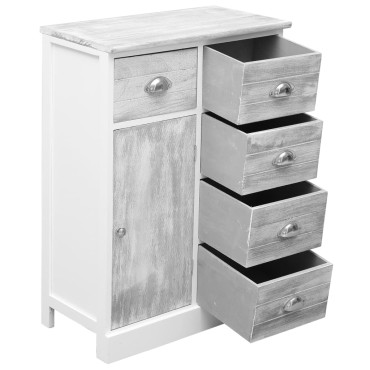 vidaXL Ντουλάπι με 10 Συρτάρια Γκρι 113x30x79cm από Ξύλο 1 τεμ.