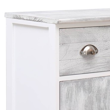 vidaXL Ντουλάπι με 10 Συρτάρια Γκρι 113x30x79cm από Ξύλο 1 τεμ.