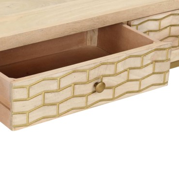 vidaXL Τραπέζι Κονσόλα Χρυσό 90x30x75cm από Μασίφ Ξύλο Μάνγκο 1 τεμ.