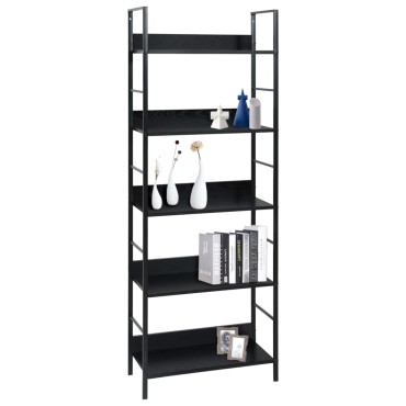 vidaXL Ραφιέρα 5 Επιπέδων Μαύρη 60x27,6x158,5cm Επεξεργασμένο Ξύλο 1 τεμ.