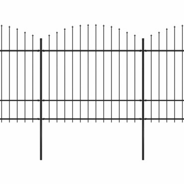 vidaXL Κάγκελα Περίφραξης με Λόγχες Μαύρα (1,5-1,75)x3,4 μ. Ατσάλινα