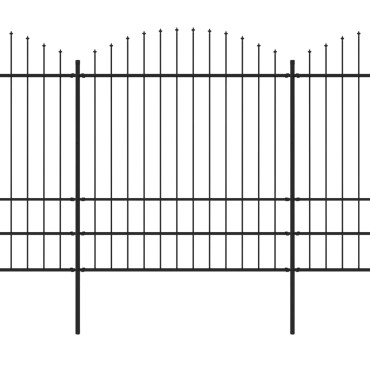 vidaXL Κάγκελα Περίφραξης με Λόγχες Μαύρα (1,75-2) x 10,2 μ. Ατσάλινα