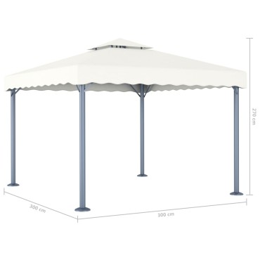 vidaXL Κιόσκι με Φωτάκια Κρεμ LED 300 x 300 εκ. Αλουμινίου