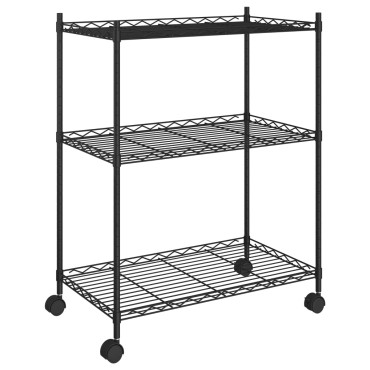 vidaXL Ραφιέρα 3 Επιπέδων με Τροχούς Μαύρη 60x35x81 εκ. 150 κ.