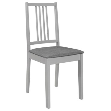 vidaXL Καρέκλες Τραπεζαρίας με Μαξιλάρια 4 τεμ. Γκρι από Μασίφ Ξύλο 40x49x88,5cm