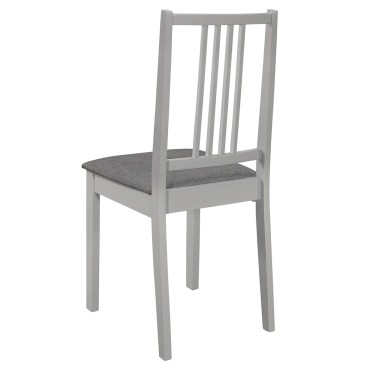 vidaXL Καρέκλες Τραπεζαρίας με Μαξιλάρια 4 τεμ. Γκρι από Μασίφ Ξύλο 40x49x88,5cm
