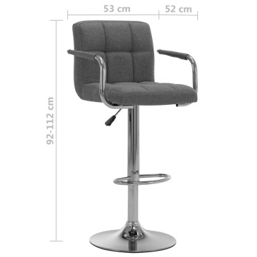 vidaXL Σκαμπό Μπαρ Ανοιχτό Γκρι Υφασμάτινο 53x52x(92-112)cm 1 τεμ.