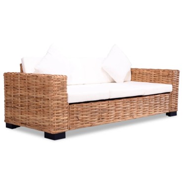 vidaXL Σετ Καναπέ 15 τεμ. από Γνήσιο Ρατάν 195x80x67cm  Διθέσιος Τριθέσιος