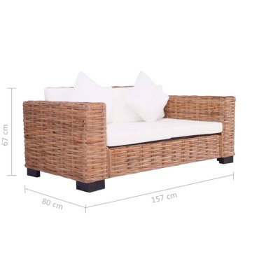 vidaXL Σετ Καναπέ 15 τεμ. από Γνήσιο Ρατάν 195x80x67cm  Διθέσιος Τριθέσιος