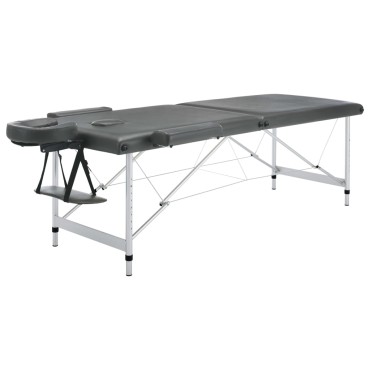 vidaXL Κρεβάτι Μασάζ 2 Θέσεων Ανθρακί 186x68 εκ. με Σκελετό Αλουμινίου