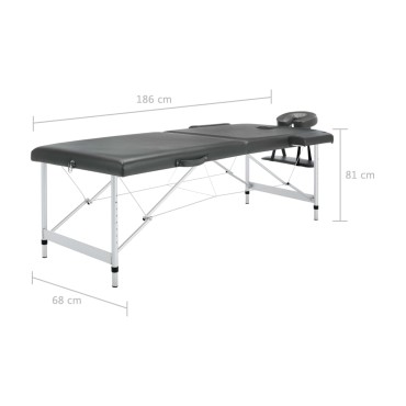 vidaXL Κρεβάτι Μασάζ 2 Θέσεων Ανθρακί 186x68 εκ. με Σκελετό Αλουμινίου