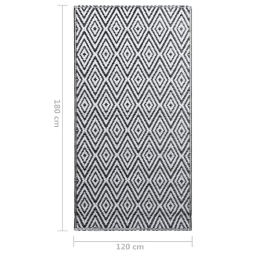 vidaXL Χαλί εξωτερικού χώρου ARAKIL Λευκό και μαύρο 120x180 cm PP