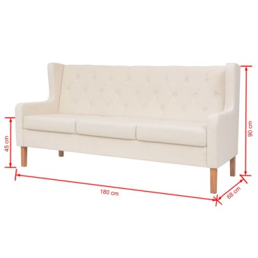 vidaXL Σετ Καναπέ 2 τεμ. Λευκό Κρεμ από Ύφασμα 76x68x90cm  Τριθέσιος