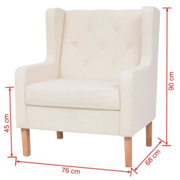 vidaXL Σετ Καναπέ 2 τεμ. Λευκό Κρεμ από Ύφασμα 76x68x90cm  Τριθέσιος