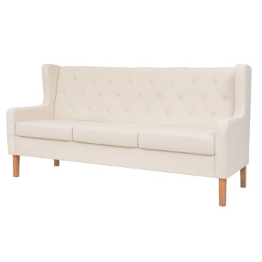 vidaXL Σετ Καναπέ 2 τεμ. Λευκό Κρεμ από Ύφασμα 76x68x90cm  Τριθέσιος