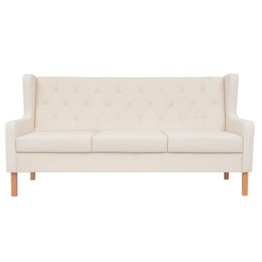 vidaXL Σετ Καναπέ 2 τεμ. Λευκό Κρεμ από Ύφασμα 76x68x90cm  Τριθέσιος