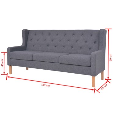 vidaXL Σετ Καναπέ 2 τεμ. Γκρι από Ύφασμα 76x68x90cm  Τριθέσιος