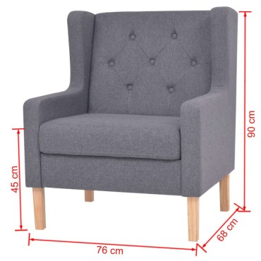 vidaXL Σετ Καναπέ 2 τεμ. Γκρι από Ύφασμα 76x68x90cm  Τριθέσιος