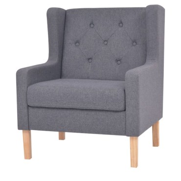 vidaXL Σετ Καναπέ 3 τεμ. Γκρι από Ύφασμα 76x68x90cm  Διθέσιος Τριθέσιος