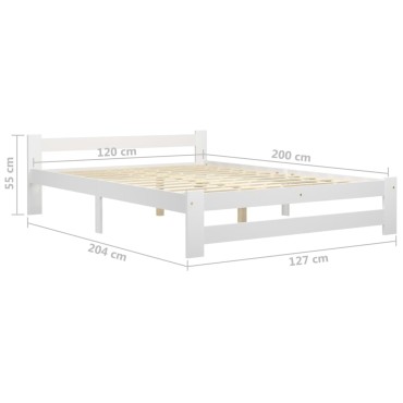 vidaXL Πλαίσιο Κρεβατιού Λευκό 120 x 200 εκ. από Μασίφ Ξύλο Πεύκου