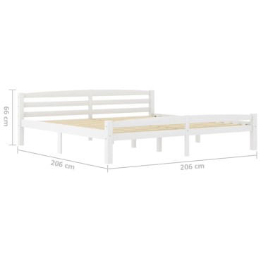 vidaXL Πλαίσιο Κρεβατιο Λευκό 200x200cm από Μασίφ Ξύλο Πεύκου 1 τεμ. - Διπλό