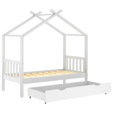 vidaXL Πλαίσιο Παιδικού Κρεβατιού+Συρτάρι Λευκό 80x160cm Ξύλο Πεύκου 1 τεμ. - Μονό