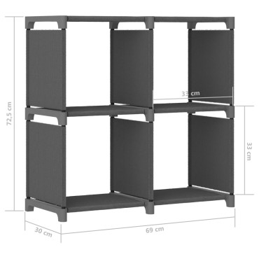 vidaXL Ραφιέρα με 4 Κύβους & Κουτιά Γκρι 69x30x72,5cm Υφασμάτινη 1 τεμ.