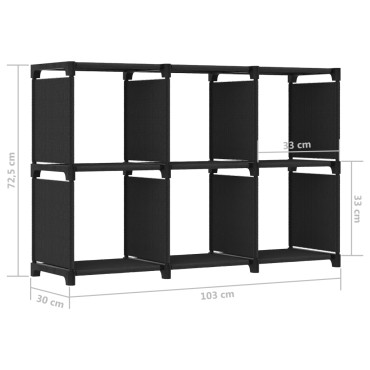 vidaXL Ραφιέρα με 6 Κύβους Μαύρη 103x30x72,5cm Υφασμάτινη 1 τεμ.