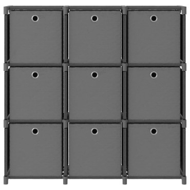 vidaXL Ραφιέρα με 9 Κύβους & Κουτιά Γκρι 103x30x107,5cm Υφασμάτινη 1 τεμ.