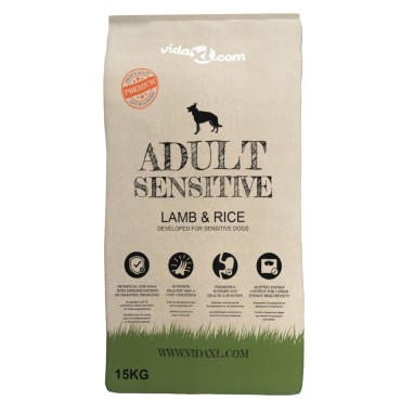 vidaXL Ξηρά Τροφή Σκύλων Premium Adult Sensitive Lamb & Rice 2τεμ 30 κ