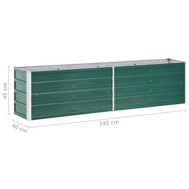 vidaXL Ζαρντινιέρα Υπερυψωμένη Πράσινη 240x40x45 εκ. Γαλβαν. Χάλυβας