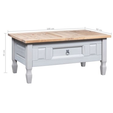 vidaXL Τραπέζι Σαλονιού Μεξικ. Στιλ Corona Γκρι 100x55x44cm Πεύκο 1 τεμ.
