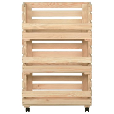 vidaXL Τρόλεϊ Λαχανικών 37x30x80cm από Μασίφ Ξύλο Πεύκου 1 τεμ.