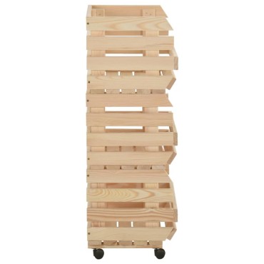 vidaXL Τρόλεϊ Λαχανικών 37x30x80cm από Μασίφ Ξύλο Πεύκου 1 τεμ.
