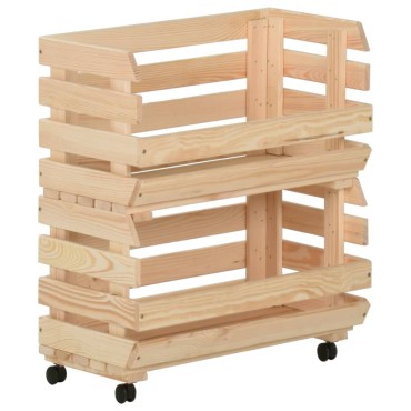 vidaXL Τρόλεϊ Λαχανικών 37x30x80cm από Μασίφ Ξύλο Πεύκου 1 τεμ.