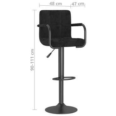 vidaXL Σκαμπό Μπαρ 2 τεμ. Μαύρα Βελούδινα 48x47x(90-111)cm