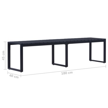 vidaXL Πάγκος Κήπου Μαύρος από Πολυστυρένιο 180x40x45cm