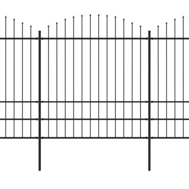 vidaXL Κάγκελα Περίφραξης με Λόγχες Μαύρα (1,75-2)x6,8 μ. Ατσάλινα