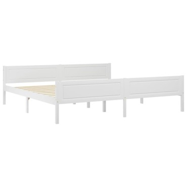 vidaXL Πλαίσιο Κρεβατιού Λευκό 200x200cm από Μασίφ Ξύλο Πεύκου 1 τεμ. - Διπλό