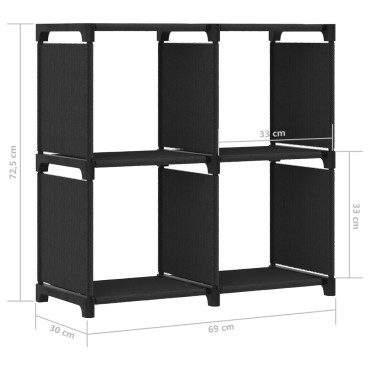 vidaXL Ραφιέρα με 4 Κύβους Μαύρη 69x30x72,5cm Υφασμάτινη 1 τεμ.